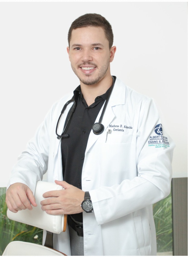 Retrato de médico com jaleco e estetoscópio